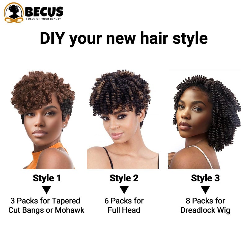 BECUS Crochet Hair for Black Women 3 Packs 10 Inch Jamaican Curly Crochet Braids Tapered Cut Black and Blonde Short Curly Hair Extension Jumpy Wand Extensions(3*Packs 10'' #1B/30 16MM) - Image 3